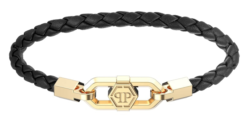 Philipp Plein Plein Edge Calf Leather Bracelet Gold
