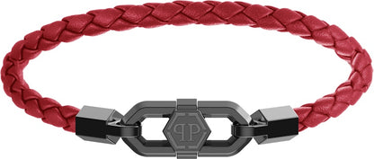 Philipp Plein Plein Edge Calf Leather Bracelet Gun