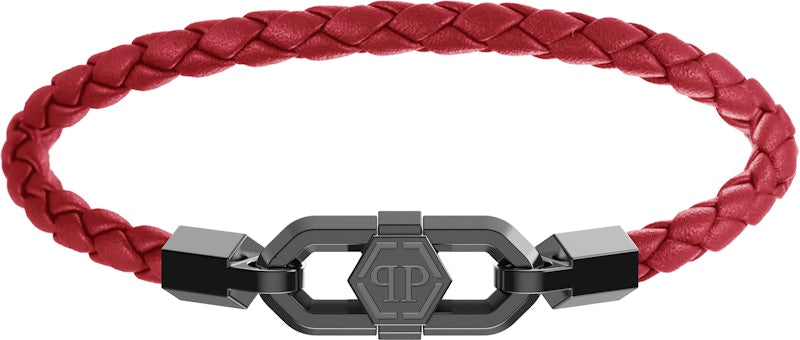 Philipp Plein Plein Edge Calf Leather Bracelet Gun
