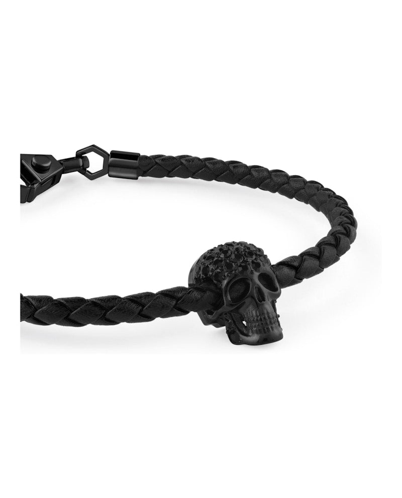 Philipp Plein Plein Elite Crystal Calf Leather Bracelet Black