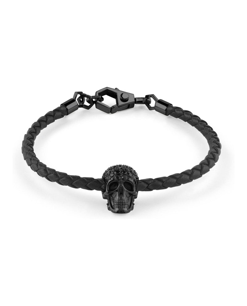 Philipp Plein Plein Elite Crystal Calf Leather Bracelet Black