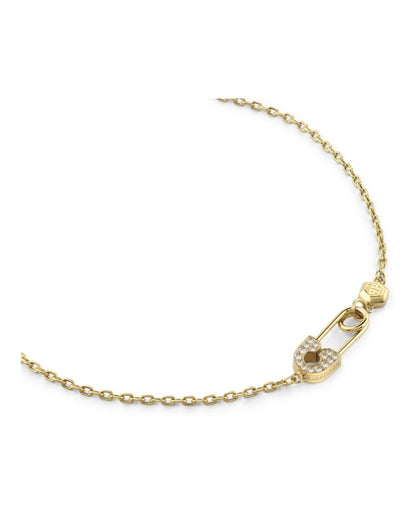 Philipp Plein Plein Safety Pin Cable Chain Necklace Gold