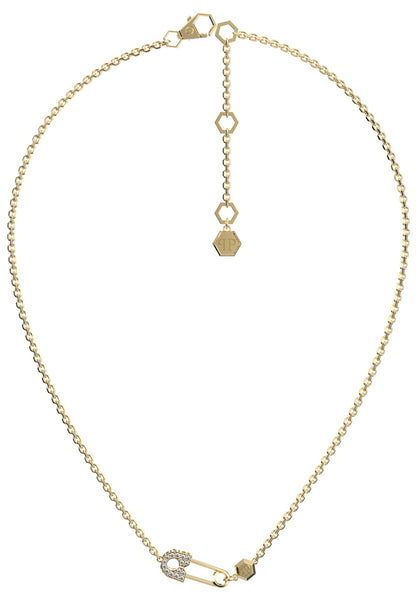 Philipp Plein Plein Safety Pin Cable Chain Necklace Gold