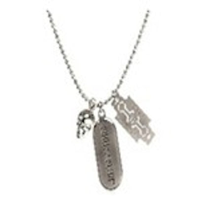 Philipp Plein Plein Tag Bead Chain Necklace Stainless Steel