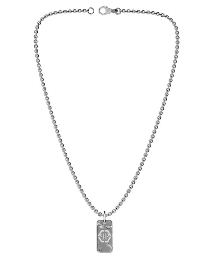 Philipp Plein Plein Tag Cable Chain Necklace Stainless Steel