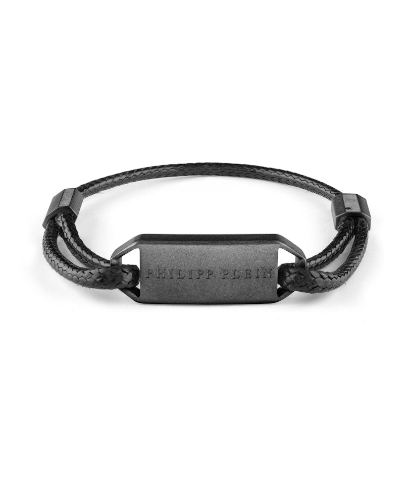 Philipp Plein Plein Tag Calf Leather Bracelet Stainless Steel
