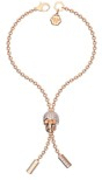 Philipp Plein Sliding $kull Crystal Cable Chain Bracelet Rosegold