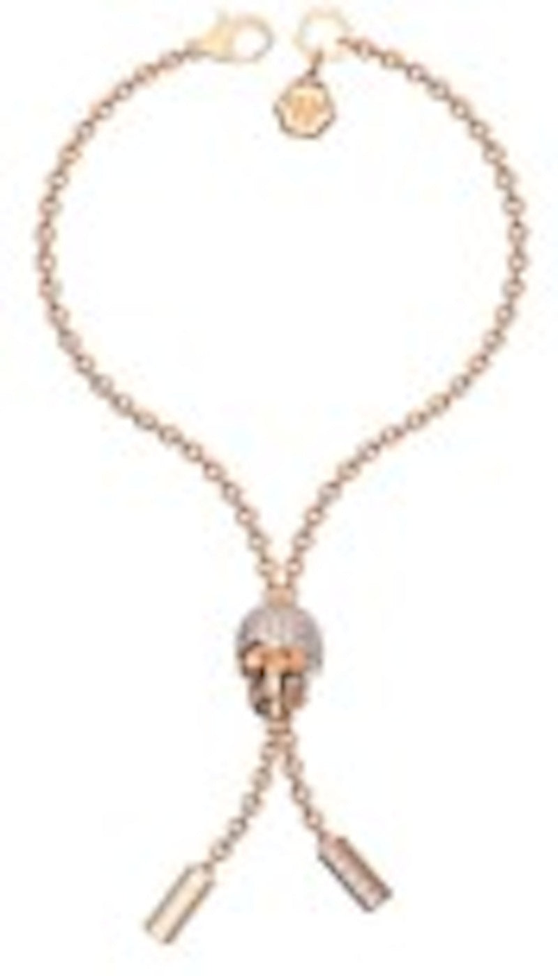 Philipp Plein Sliding $kull Crystal Cable Chain Bracelet Rosegold