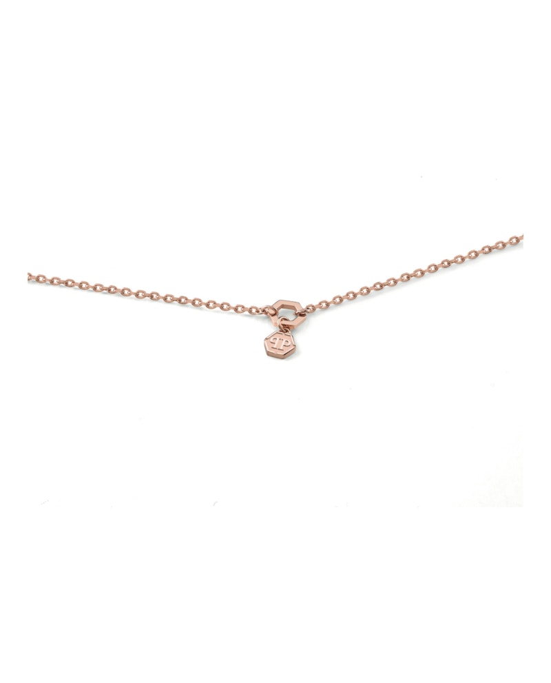 Philipp Plein Sliding $kull Crystal Cable Chain Necklace Rosegold