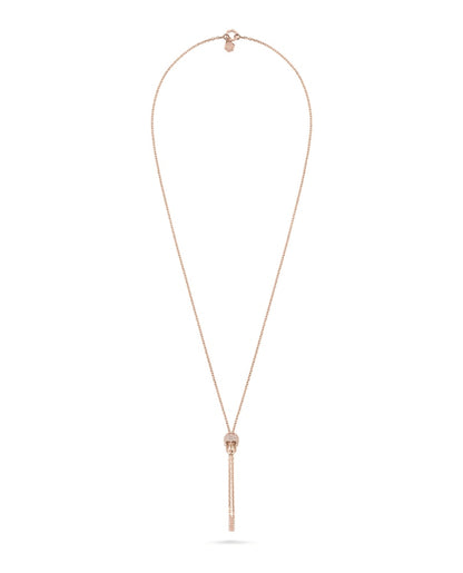 Philipp Plein Sliding $kull Crystal Cable Chain Necklace Rosegold