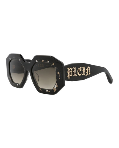Philipp Plein Square-Frame Acetate Sunglasses Black Black Green (SPP098M-53-0700)