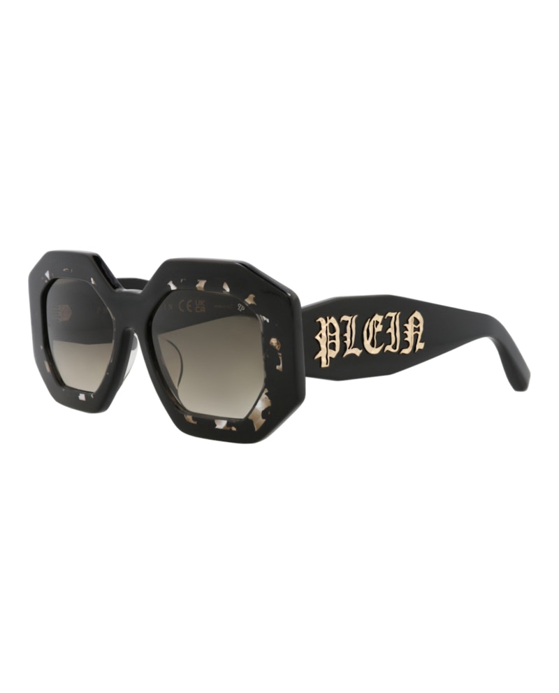 Philipp Plein Square-Frame Acetate Sunglasses Black Black Green (SPP098M-53-0700)