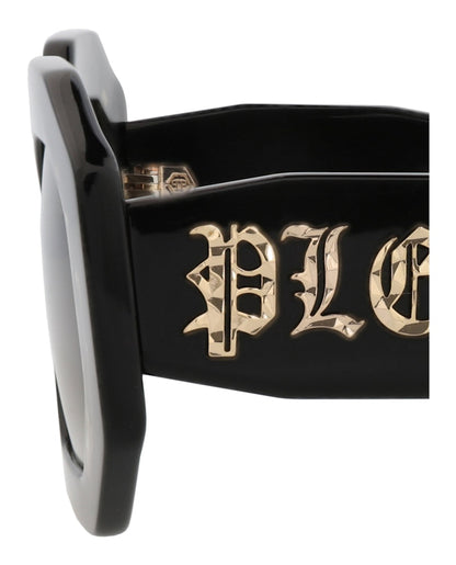 Philipp Plein Square-Frame Acetate Sunglasses Black Black Green (SPP098M-53-0700)