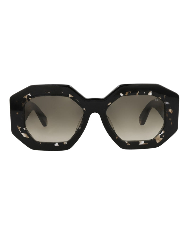 Philipp Plein Square-Frame Acetate Sunglasses Black Black Green (SPP098M-53-0700)