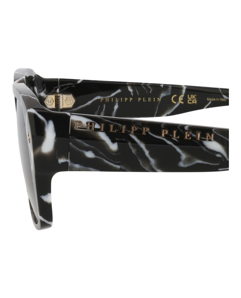 Philipp Plein Square-Frame Acetate Sunglasses Black Black Smoke (SPP081-55-0Z21)