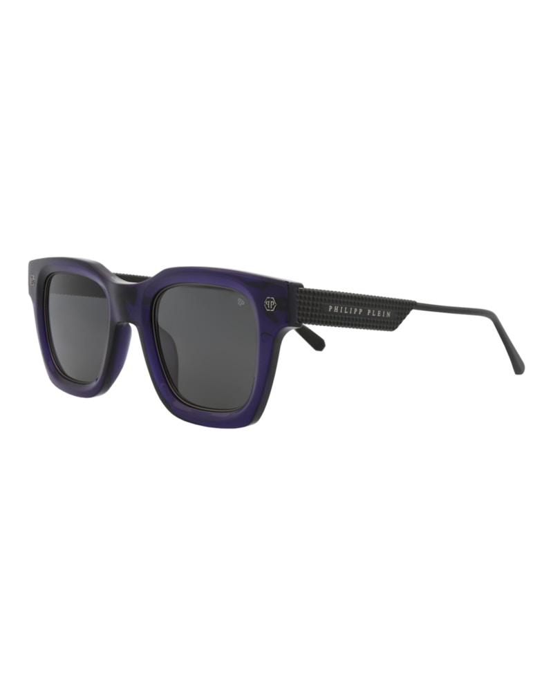 Philipp Plein Square-Frame Acetate Sunglasses Blue Black Smoke (SPP105M-50-0T31)