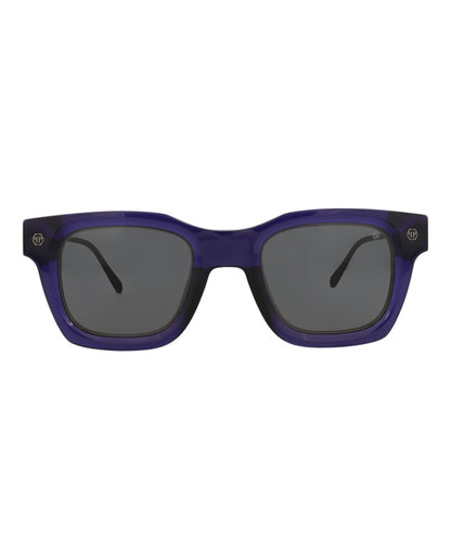 Philipp Plein Square-Frame Acetate Sunglasses Blue Black Smoke (SPP105M-50-0T31)