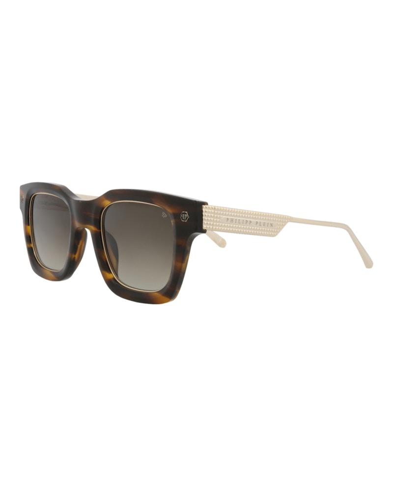 Philipp Plein Square-Frame Acetate Sunglasses Havana Gold Brown (SPP105M-50-09FM)