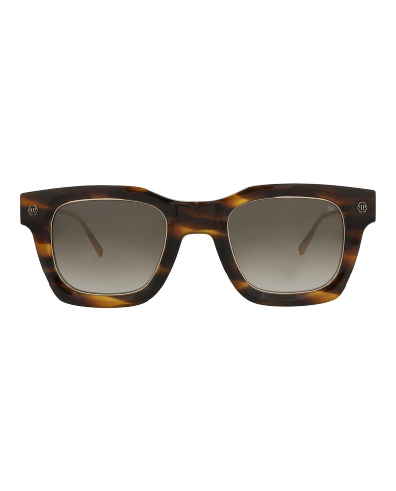 Philipp Plein Square-Frame Acetate Sunglasses Havana Gold Brown (SPP105M-50-09FM)