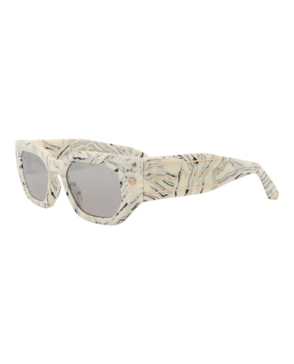 Philipp Plein Square-Frame Acetate Sunglasses Ivory Ivory Grey (SPP066M-51-09YL)