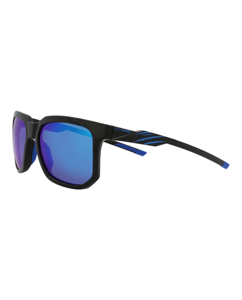 Philipp Plein Square-Frame Injection Sunglasses Black Black Blue (SSP011-56-Z42Z)