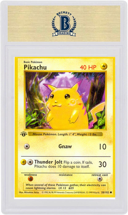 Pikachu Yellow Cheeks 1999 Pokemon TCG Base Set 1st Edition #58/102 (PSA or BGS Graded)