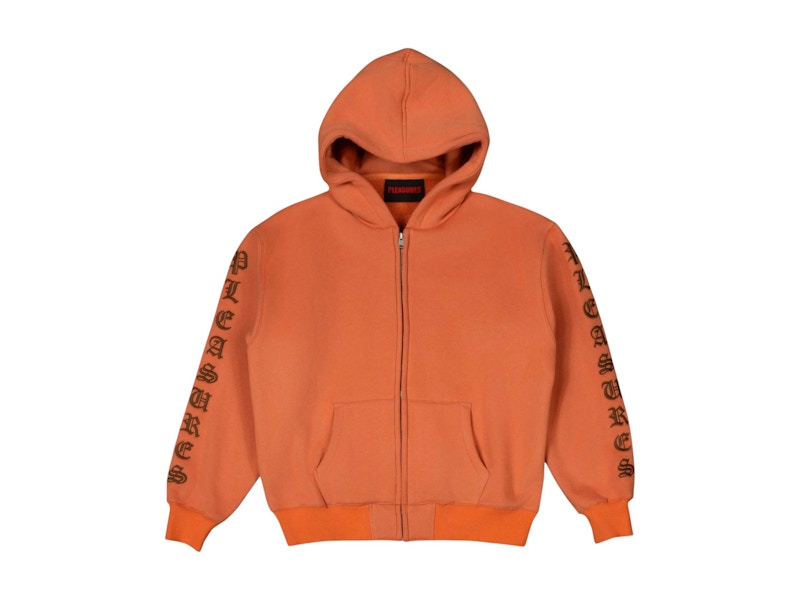 Pleasures Old English Zip Up Hoodie Orange