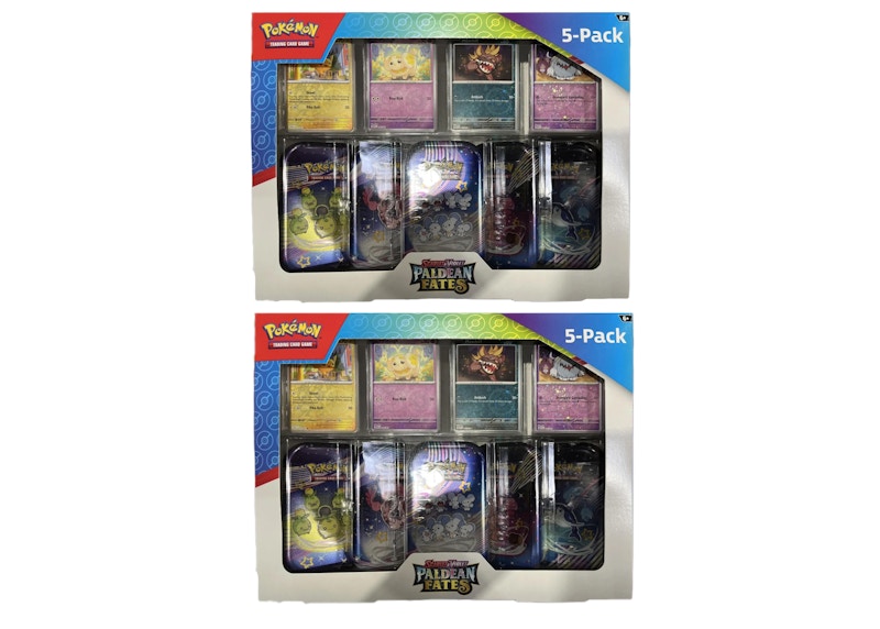 Pokémon Paldean Fates Costco 5 Mini Tin Bundle 2x Lot (Tin Art Mary Vary)