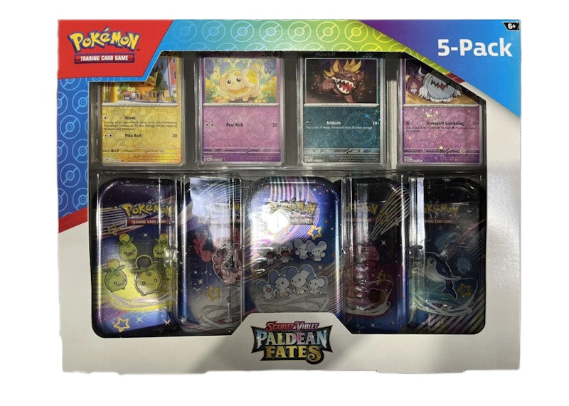 Pokémon Paldean Fates Costco 5 Mini Tin Bundle (Tin Art Mary Vary)