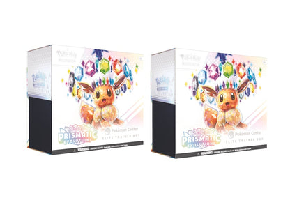 Pokémon Scarlet & Violet Prismatic Evolutions Pokemon Center Elite Trainer Box 2x Lot
