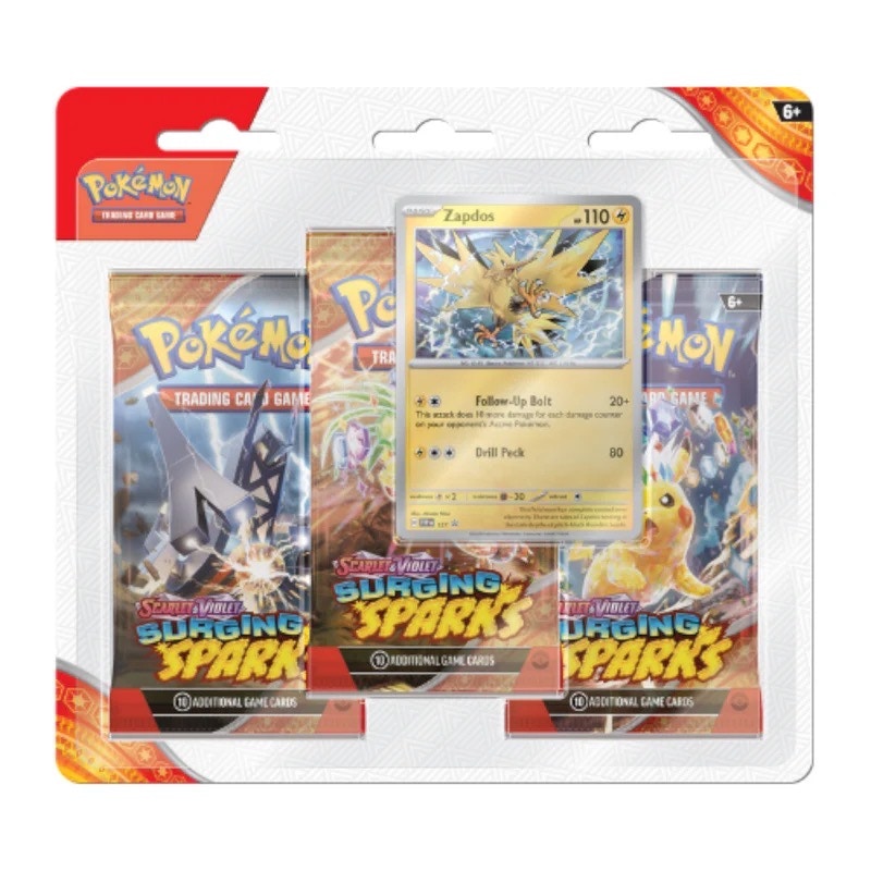 Pokèmon Scarlet & Violet Surging Sparks Zapdos Promo 3 Booster Blister Pack