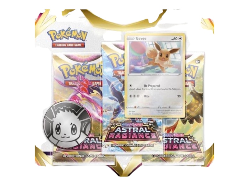 Pokémon Sword & Shield Astral Radiance Coin & Eevee Promo Card 3 Booster Packs