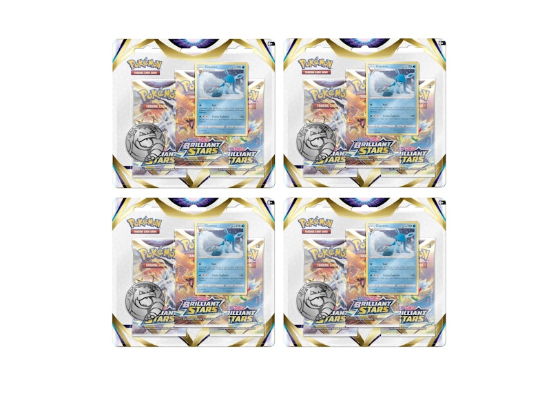 Pokémon Sword & Shield Brilliant Stars Glaceon Promo Card 3 Booster Packs 4x Lot