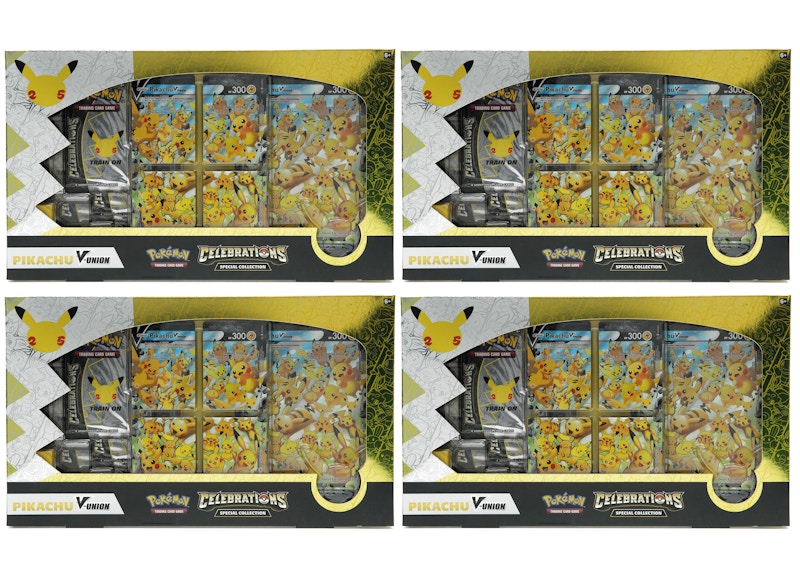 Pokémon TCG 25th Anniversary Celebrations Pikachu V Union Special Collection Box 4x Lot