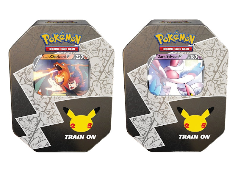 Pokémon TCG 25th Anniversary Celebrations Tin Lances Charizard V/Dark Sylveon V 2x Bundle