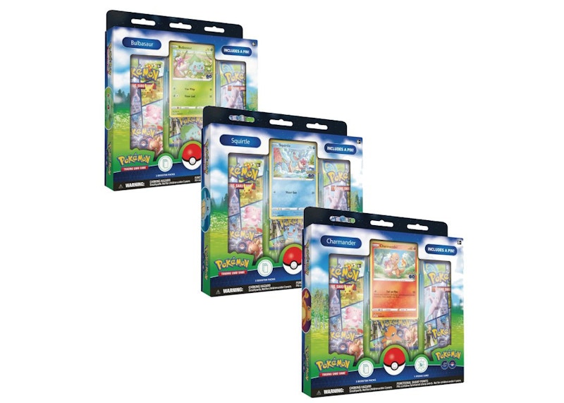 Pokémon TCG Pokémon GO Bulbasaur, Charmander, & Squirtle Pin Collection 3x Bundle