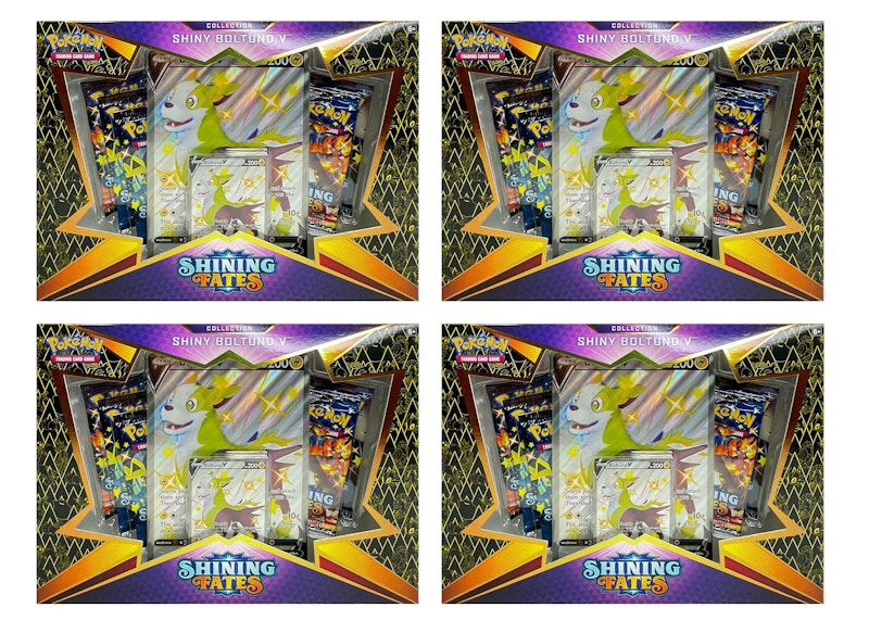 Pokemon TCG Shining Fates Shiny Boltund V Collection Box 4X Lot