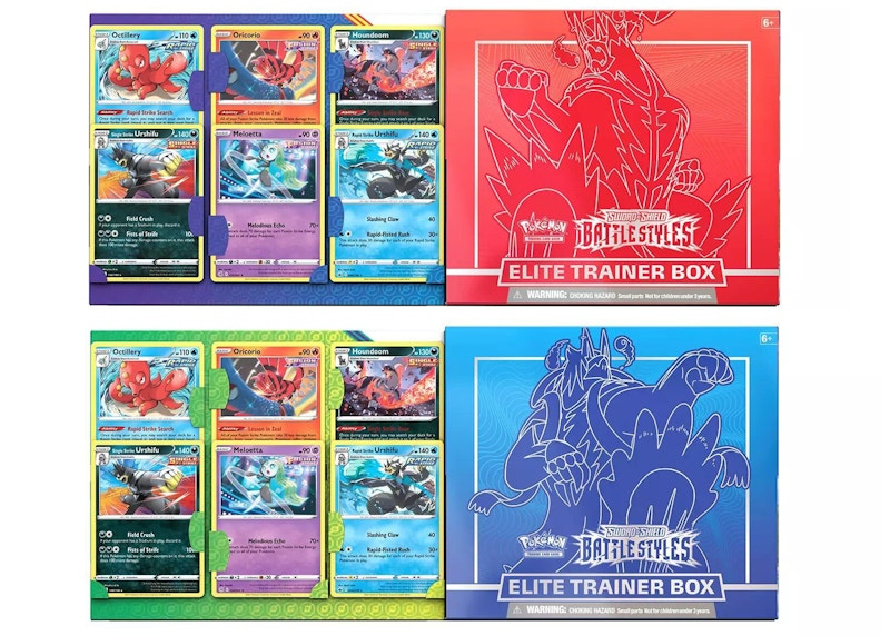 Pokémon TCG Sword & Shield Battle Styles Elite Trainer Box Single Strike/Rapid Strike (with Bonus Cards) 2x Bundle