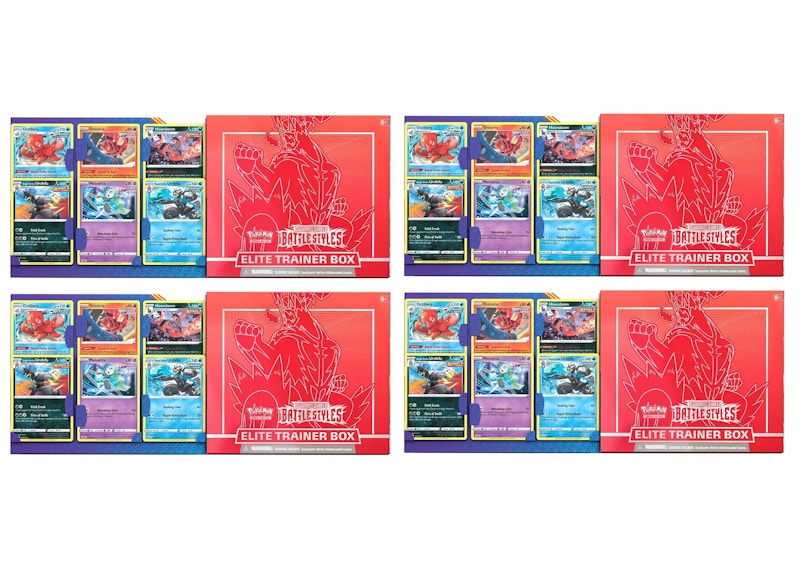 Pokémon TCG Sword & Shield Battle Styles Elite Trainer Box Single Strike (with Bonus Cards) 4x Lot