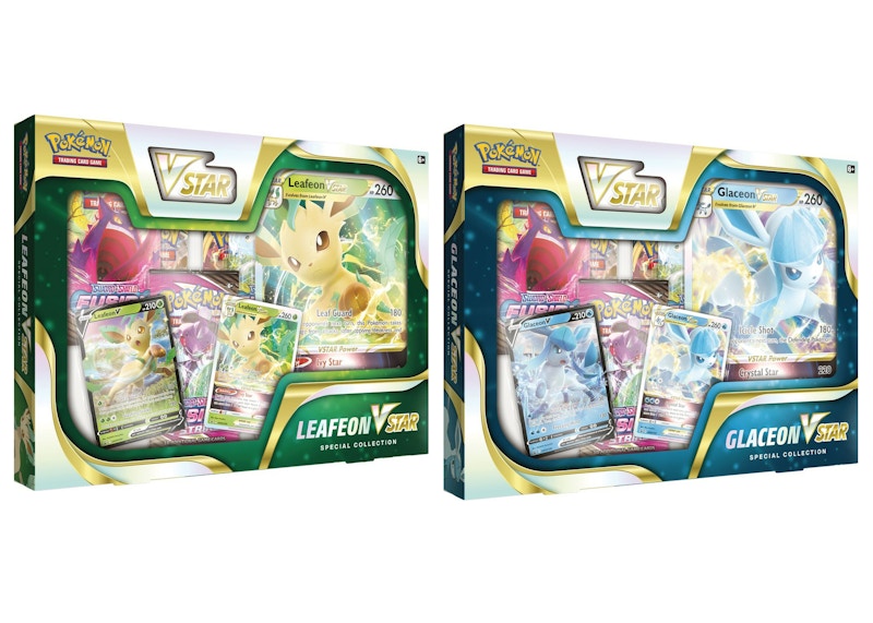 Pokémon TCG Sword & Shield Leafeon VSTAR/Glaceon VSTAR Special Collection Box 2x Bundle