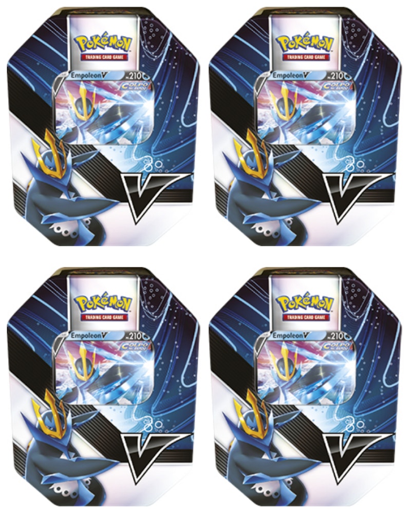 Pokemon TCG V Strikers Empoleon V Tin (4 Booster Packs European Version) 4x Lot