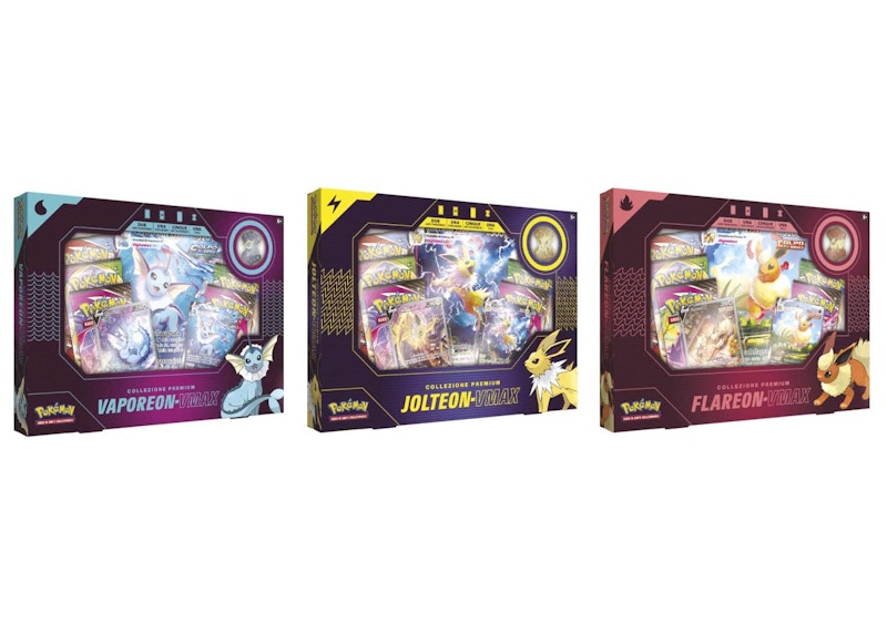 Pokémon TCG Vaporeon V/Jolteon V/Flareon V VMAX Premium Collection Box 3x Bundle (Italian Version)