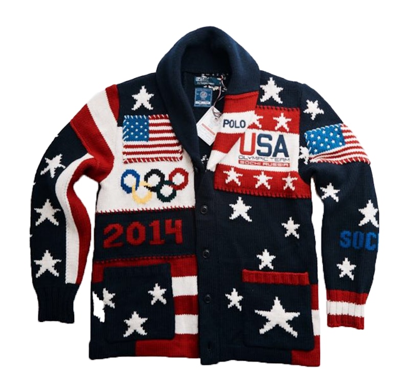Polo Ralph Lauren 2014 Team USA Patchwork Cardigan Navy Multi