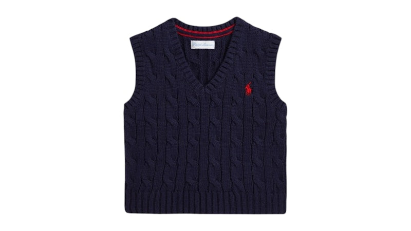 Polo Ralph Lauren Boys Combed Cotton Knit Sweater Vest Navy