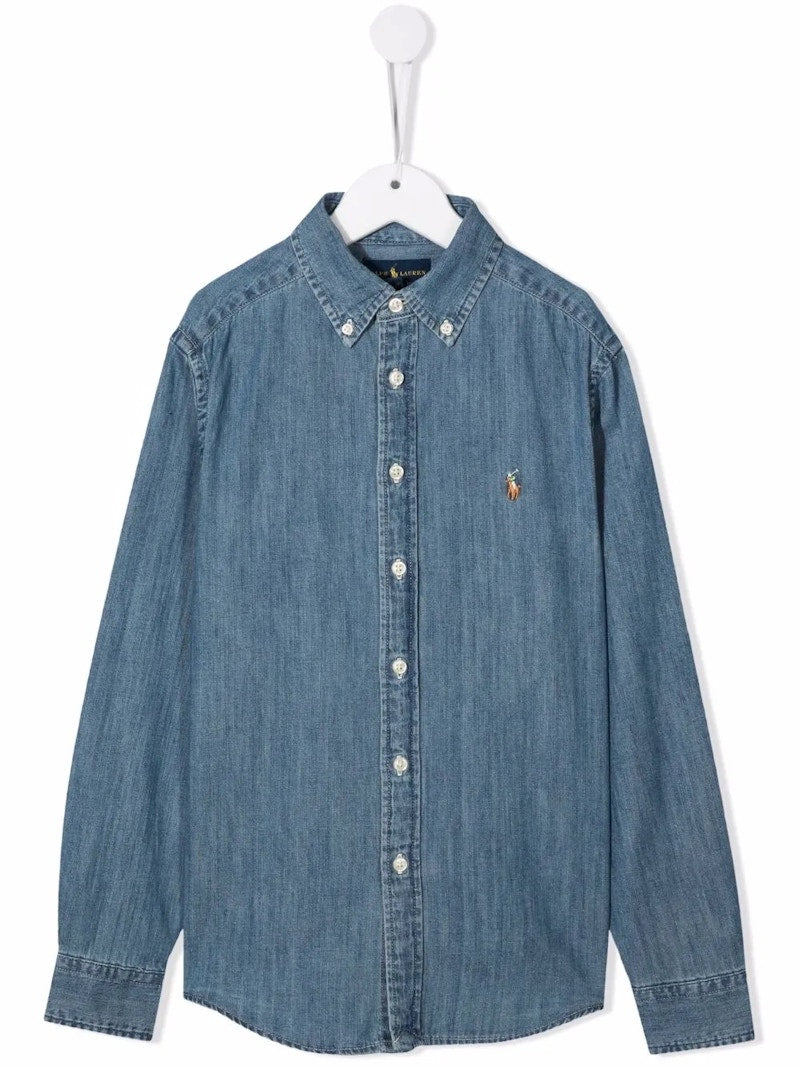 Polo Ralph Lauren Boys Cotton Chambray Shirt Dark Blue