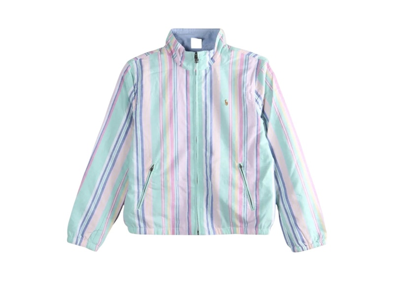 Polo Ralph Lauren Boys Cotton Oxford Reversible Colt Windbreaker Jacket Stripes Blue