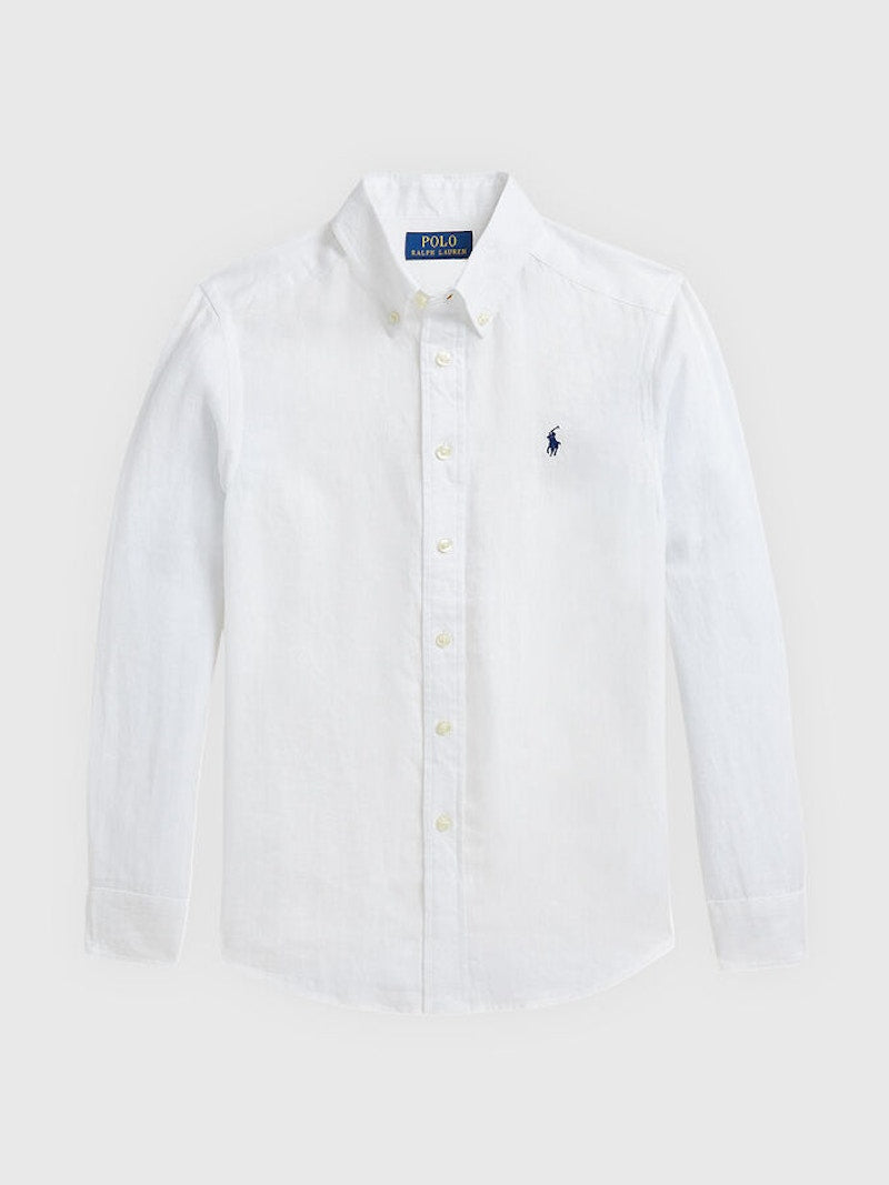 Polo Ralph Lauren Boys Long-Sleeve Linen Sport Shirt White