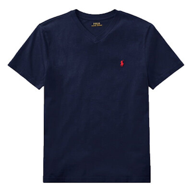 Polo Ralph Lauren Boys Short-Sleeve Cotton Jersey V-Neck T-shirt Cruise Navy