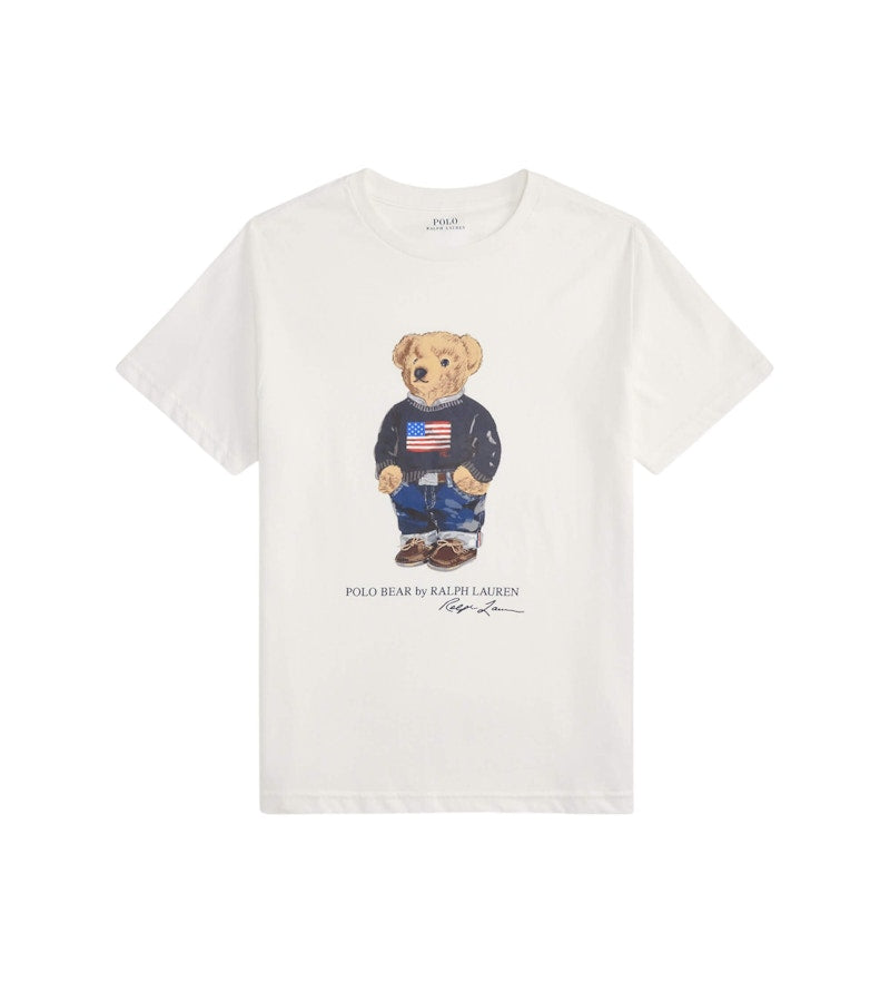 Polo Ralph Lauren Boys Short-Sleeve Jersey Knit Novelty Bear T-shirt White Core Bear