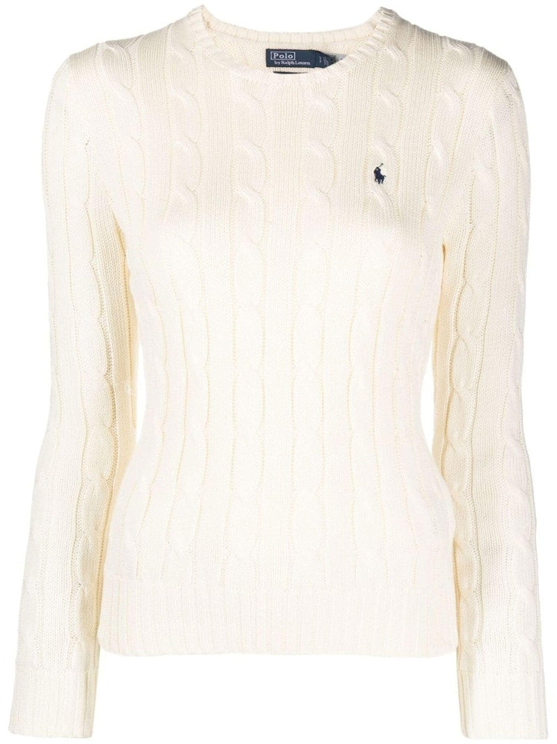 Polo Ralph Lauren Cable-Knit Cotton Crewneck Sweater Cream